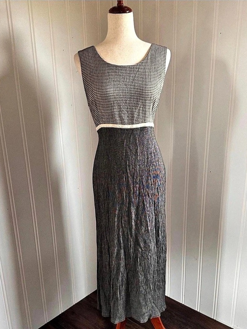 Perceptions by Irene B. Checkered Maxi Dress in Black & White Size 16 Like New